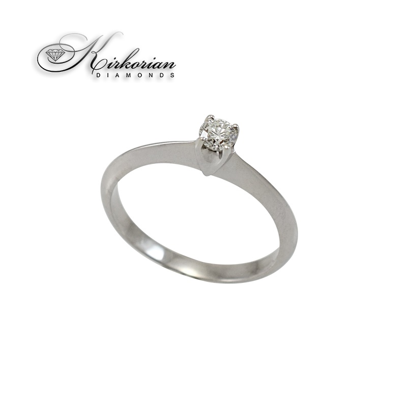 Годежен пръстен бяло или жълто злато 14к. с диамант 0.15 карата код:K404