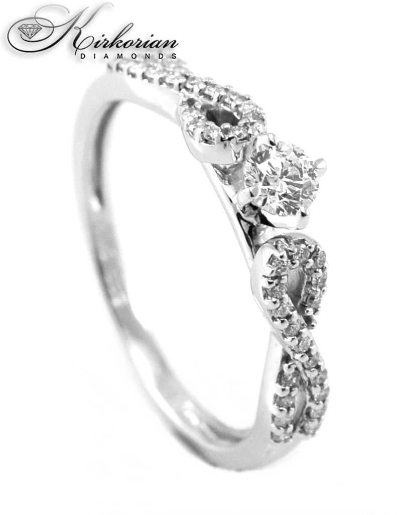 Годежен пръстен бяло злато 14к. с диаманти 0.30 карата код::RN29