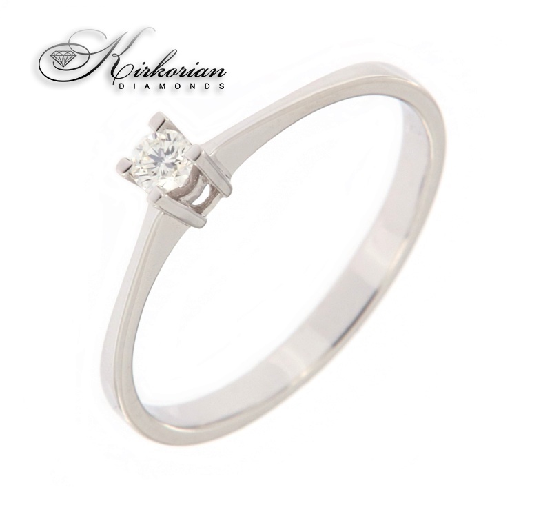 Годежен пръстен бяло злато 14к. с диамант 0.10 карата код:K343