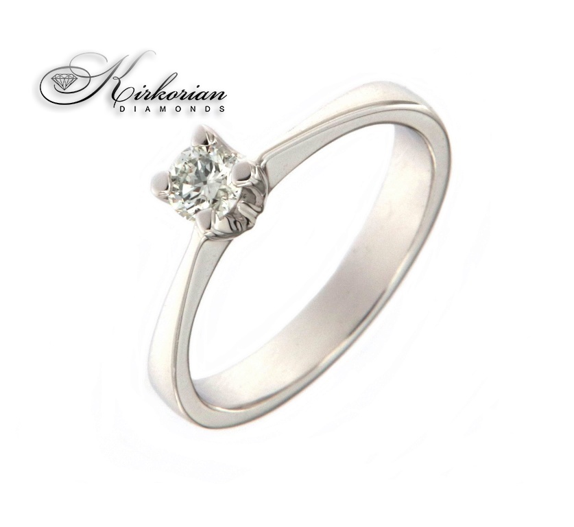 Годежен пръстен бяло злато 14к. с диамант 0.18 карата код:348
