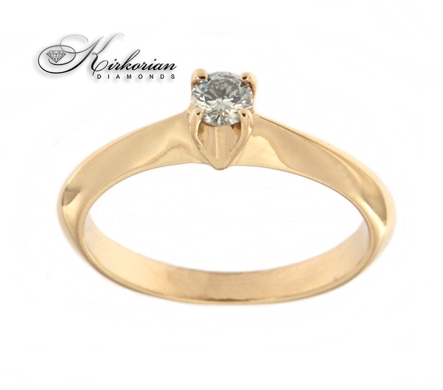 Годежен пръстен бяло или жълто злато 14к. с диамант 0.15 карата код:K404