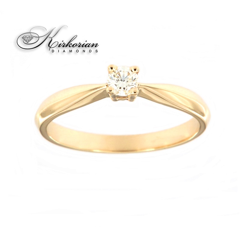 Годежен пръстен бяло или жълто злато 14к. с диамант 0.14 карата код:K451