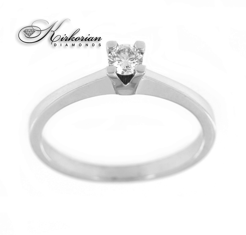 Годежен пръстен бяло или жълто злато 14к. с диамант 0.16 карата код:K452
