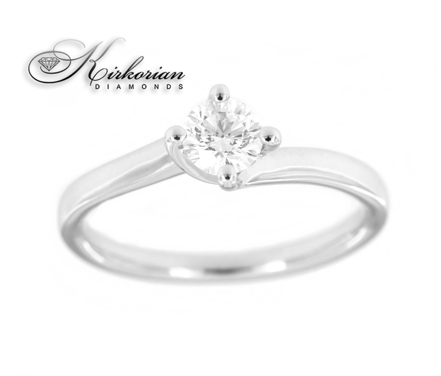 Класически годежен пръстен бяло или жълто злато 14к. с диамант 0.50 карата GIA сертификат код:543
