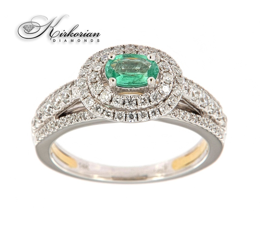 Годежен пръстен 14к. смарагд и диаманти 0.405 карата код:554