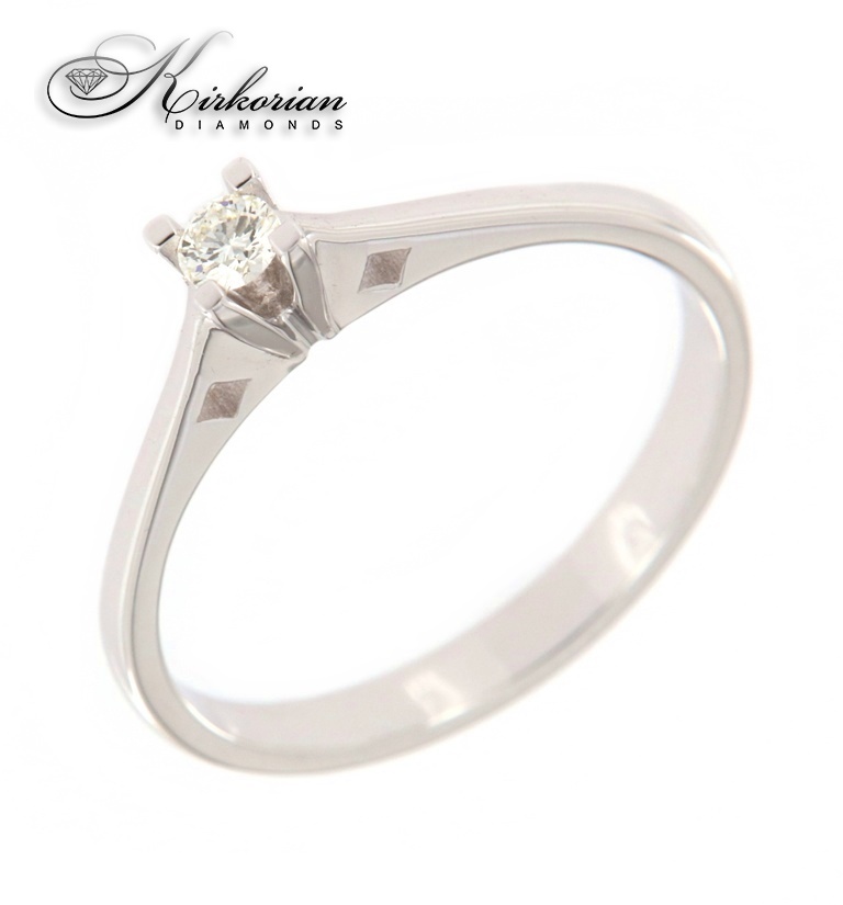 Класически годежен пръстен бяло злато 14к. с диамант 0.10 карата код:557