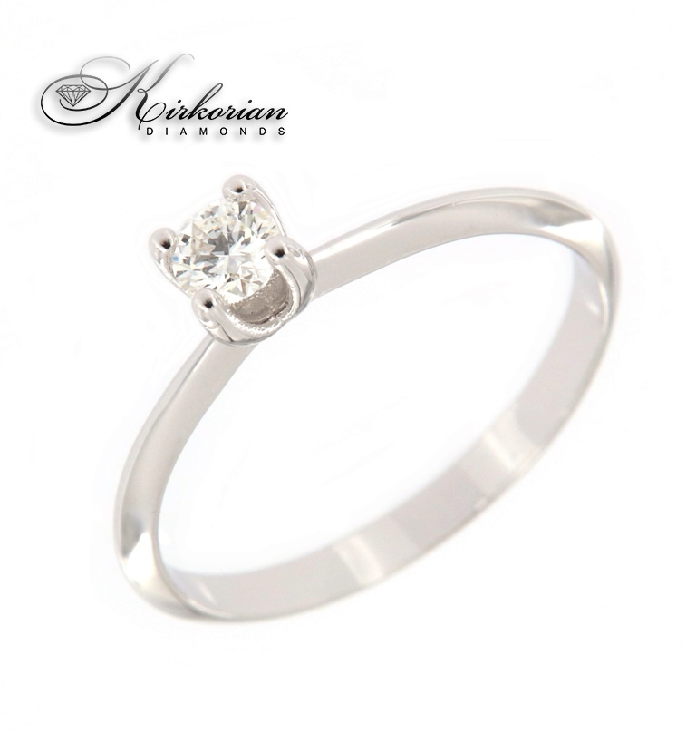 Класически годежен пръстен бяло жълто или розово злато 14к. с диамант 0.20 карата код:564