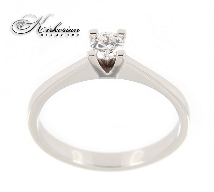 Класически годежен пръстен бяло или жълто злато 14к. с диамант 0.25 карата код:565