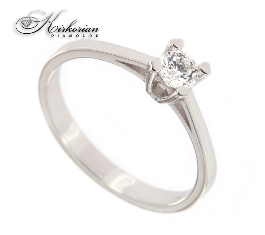 Класически годежен пръстен бяло или жълто злато 14к с диамант 0.25 карата код:K566