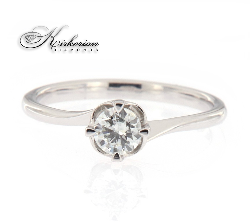 Годежен пръстен бяло злато 14к. с диамант 0.30 карата GIA сертификат код:K580