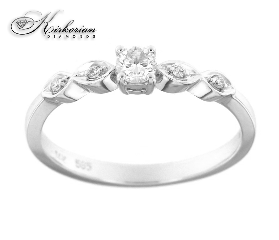 Годежен пръстен бяло злато 14к. с диаманти 0.20 карата код:RN31