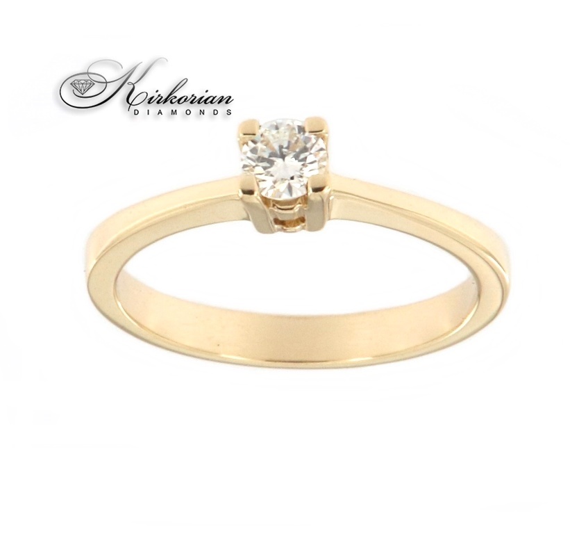 Годежен пръстен бяло или жълто злато 14к. с диамант 0.18 карата код:K344