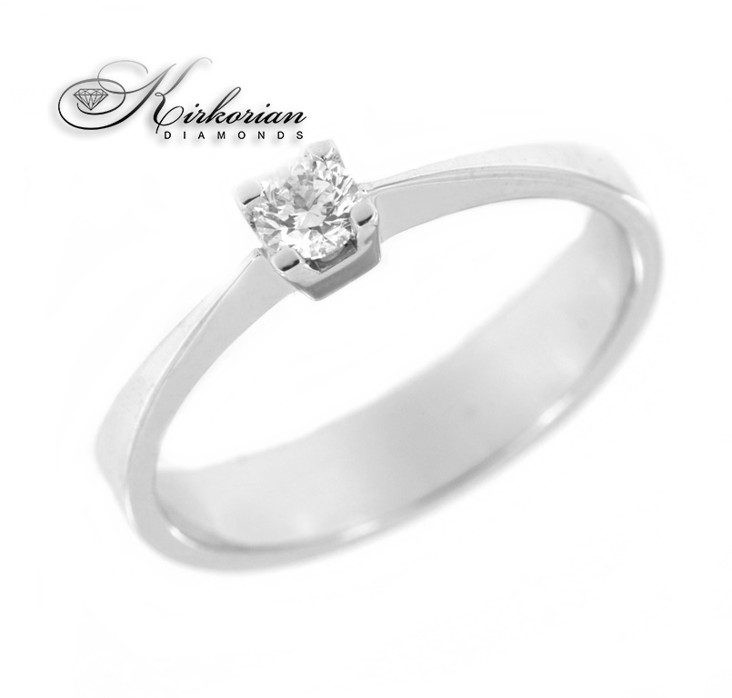 Годежен пръстен бяло или жълто злато 14к. с диамант 0.14 карата код:G355