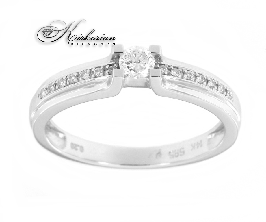 Годежен пръстен бяло злато 14к. с диаманти 0.20 карата код:RN10