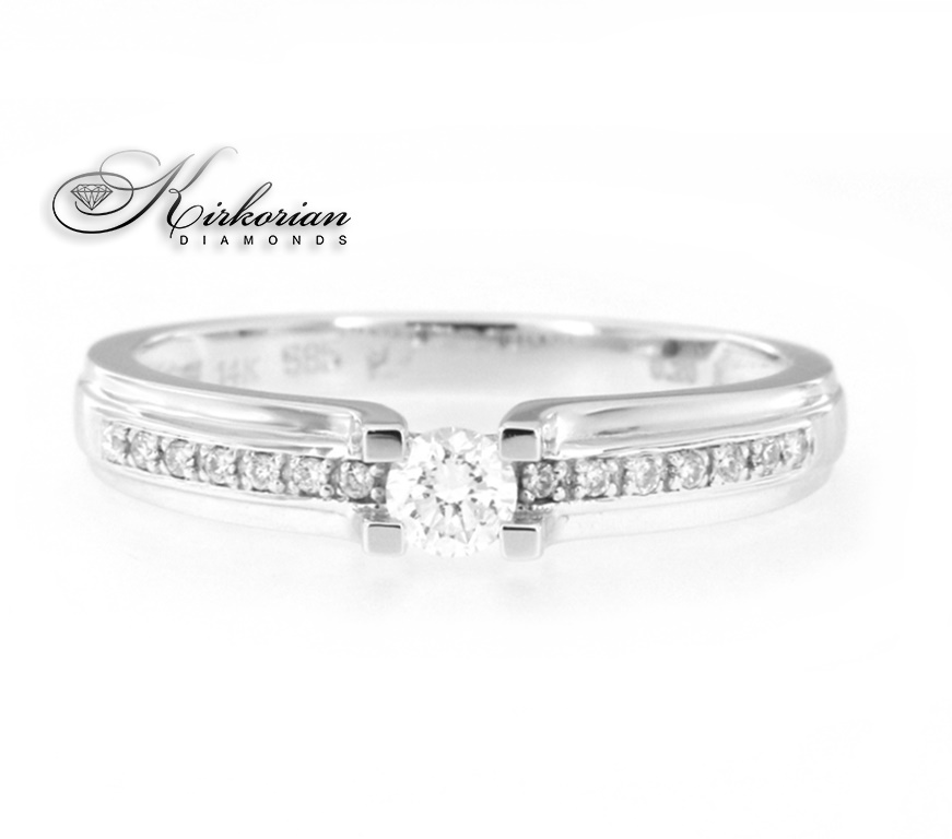 Годежен пръстен бяло злато 14к. с диаманти 0.20 карата код:RN10