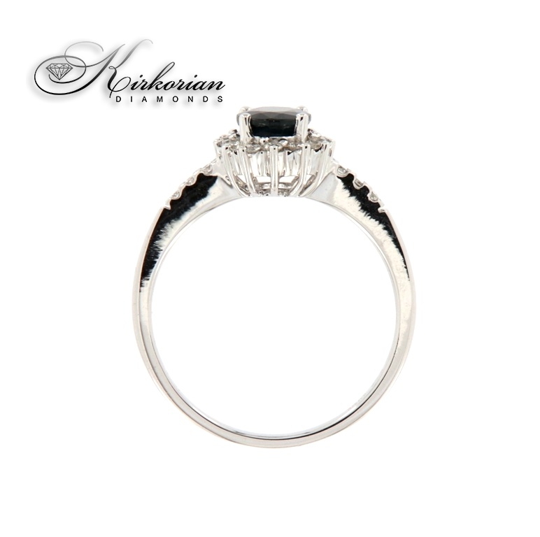 Годежен пръстен бяло злато 14к. с сапфир и диаманти 0,185 карата код:RN111