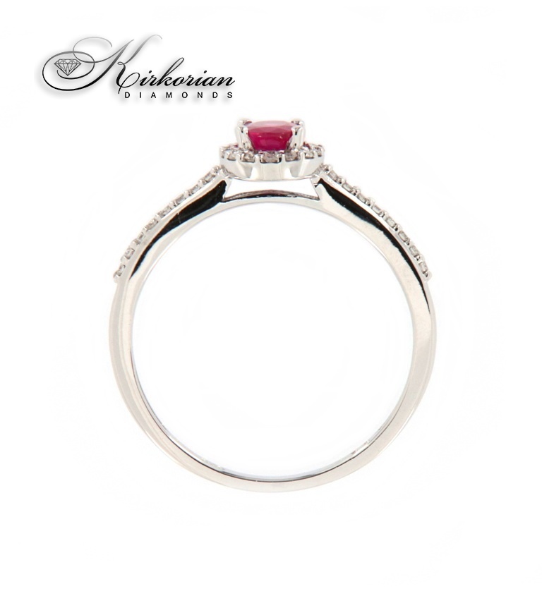 Годежен пръстен бяло злато 14к. с рубин и диаманти 0.11 карата код:RN112