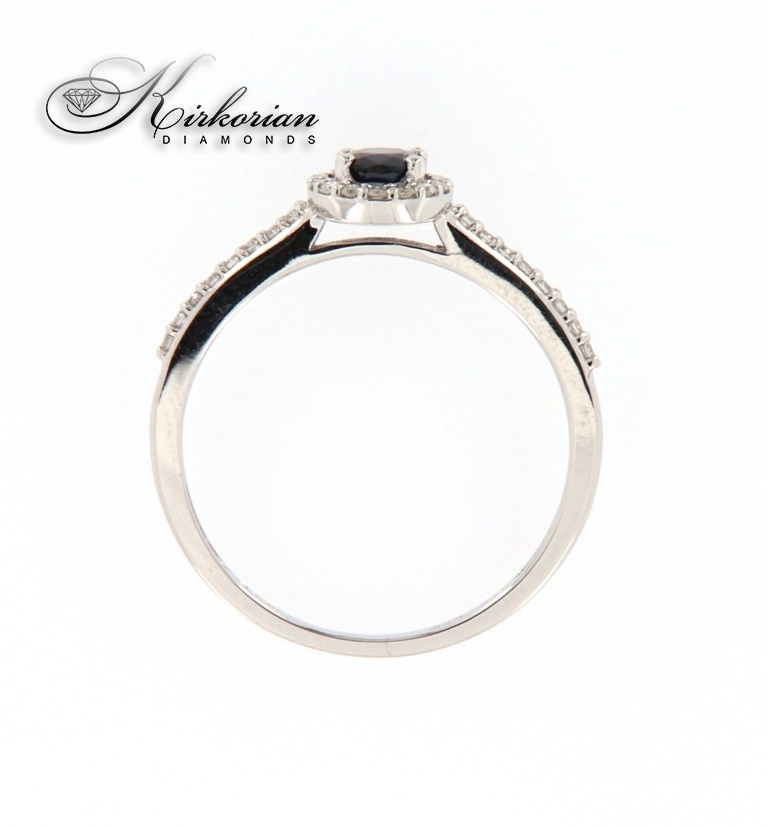 Годежен пръстен бяло злато 18к. с сапфир и диаманти 0.11 карата код: RN113