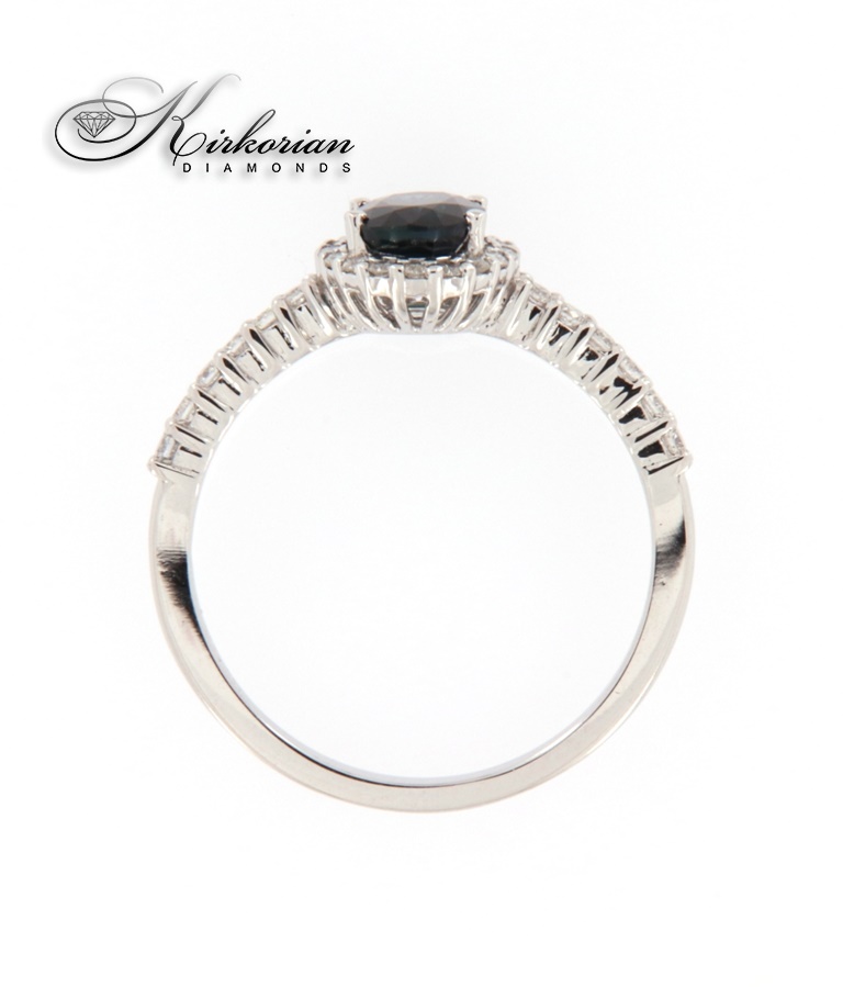 Годежен пръстен бяло злато 14к. с сапфир и диаманти 0.25 карата код:RN128