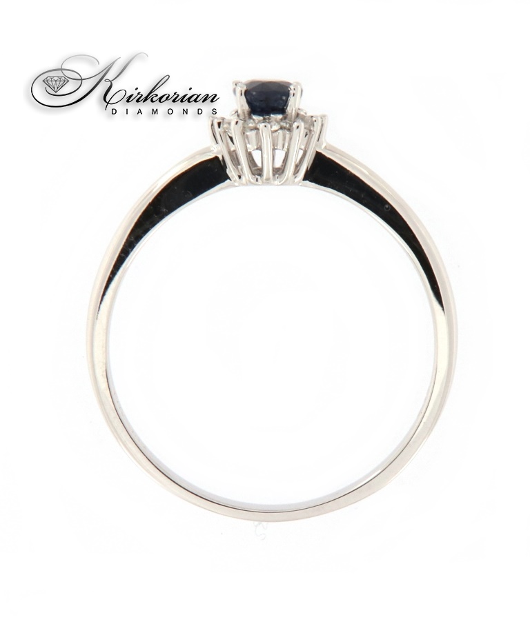 Годежен пръстен 14к. сапфир и диаманти 0.10 карата код:RN24