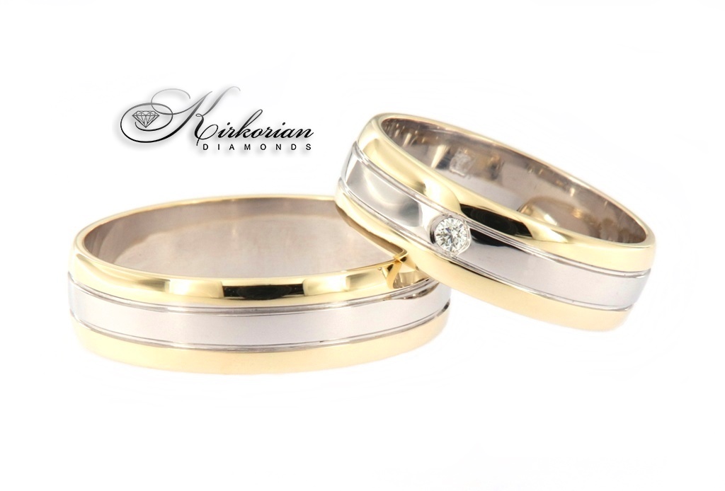 брачни халки от бяло жълто или розово злато в комбинация с диамант код:WRD132